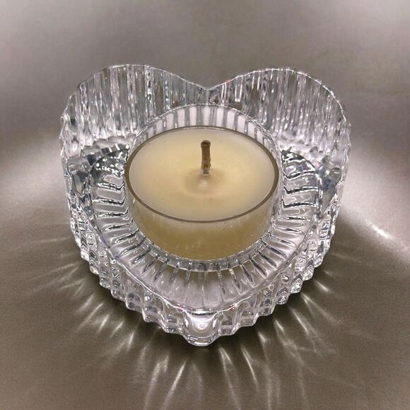PartyLite - Heart Shaped 24% Lead Crystal - Candle Holder For Votive / Tea Light - Picture 1 of 9
